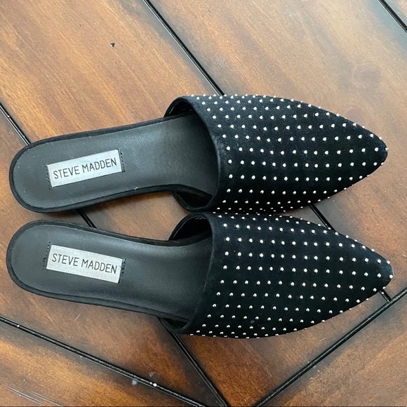 Steve Madden Black Studded Mules - Picture 2 of 5